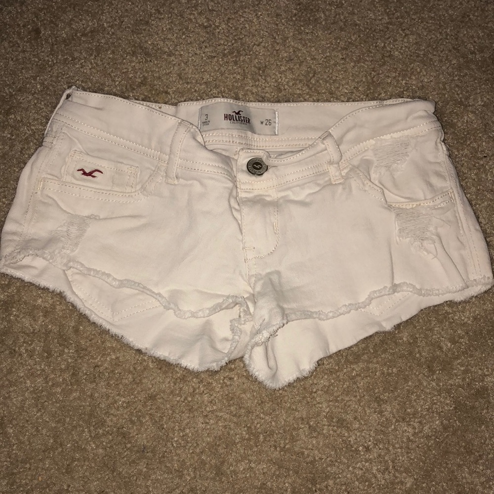 Hollister white jean shorts